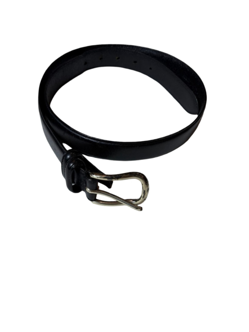 Polo Ralph Lauren Black Belt Mens 34/85 Silver Tone Buckle Pony Logo Classic